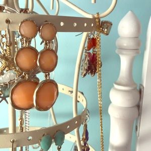 Orange circular earrings